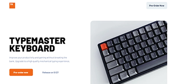 Typemaster Landing Page website screenshot