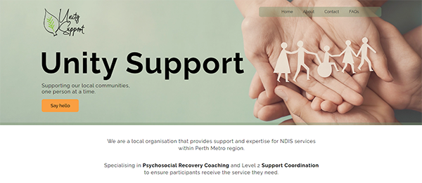 Unity Support website screenshot